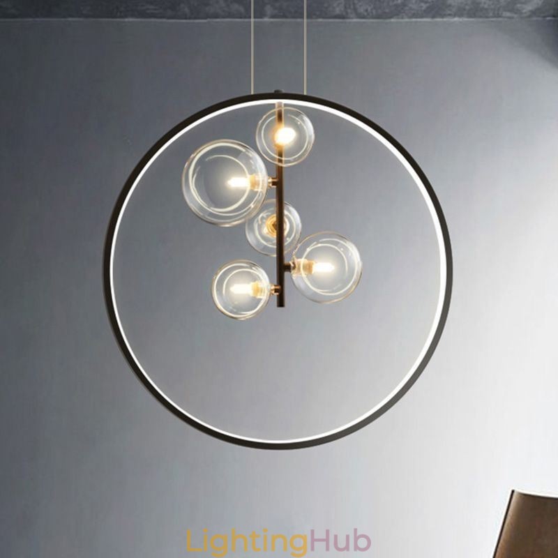 Nordic Pendant Light Glass Bubbles Circle Chandelier Modern Parlor Lamp