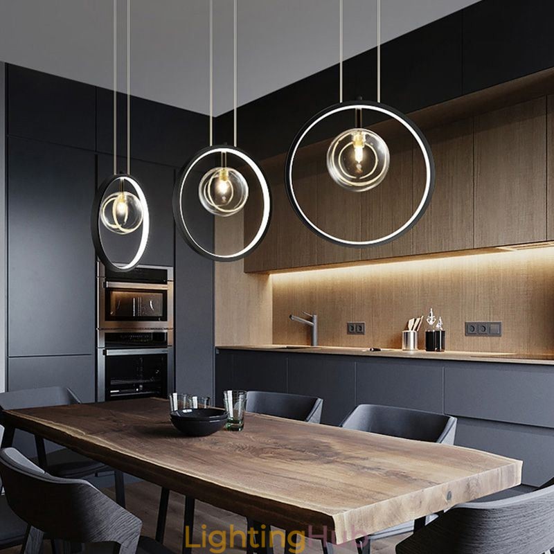 Nordic Pendant Light Glass Bubbles Circle Chandelier Modern Parlor Lamp