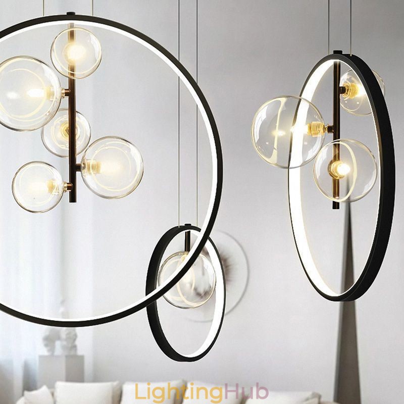 Nordic Pendant Light Glass Bubbles Circle Chandelier Modern Parlor Lamp