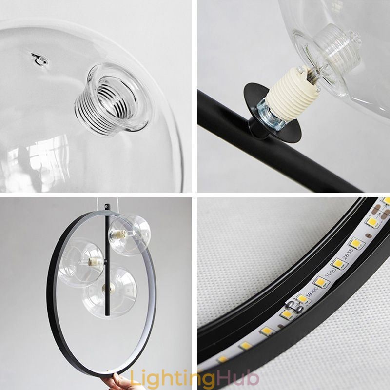 Nordic Pendant Light Glass Bubbles Circle Chandelier Modern Parlor Lamp