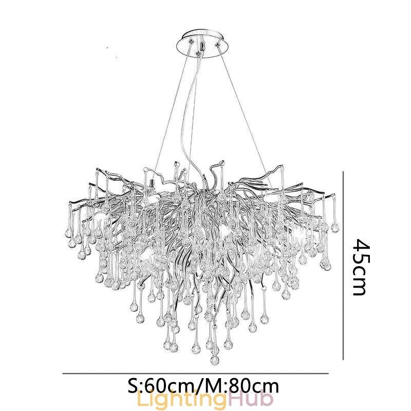 Nordic Crystal Chandelier Flower Round Shade Luxury Gold Pendant Light