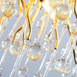 Nordic Crystal Chandelier Flower Round Shade Luxury Gold Pendant Light