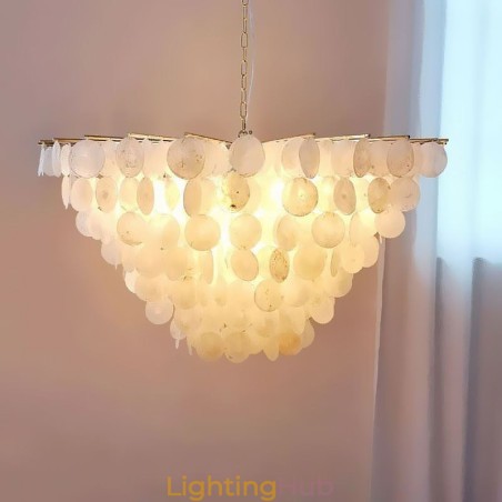 Natural Shell Chandelier Round Layered Hanging Light Dining Natural Shell Chandelier Round Layered Hanging Light Dining