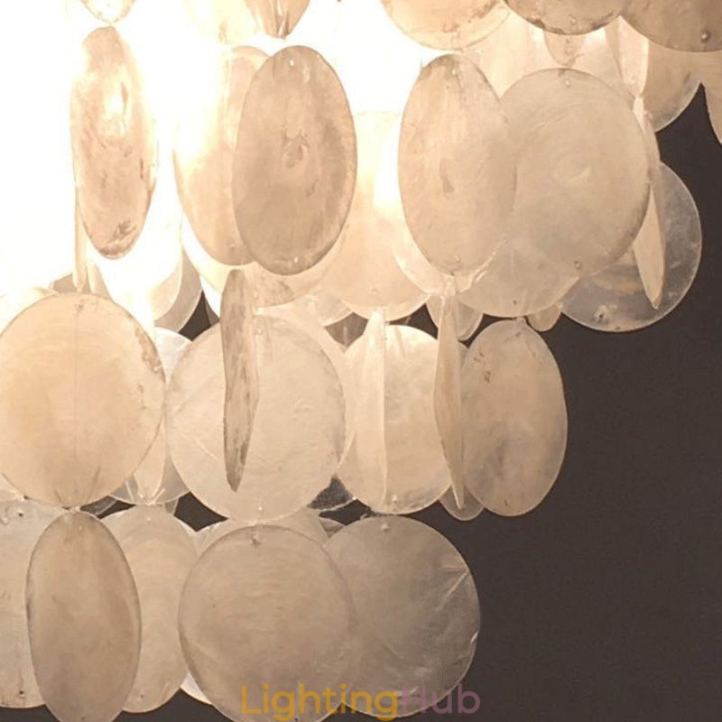Natural Shell Chandelier Round Layered Hanging Light Dining