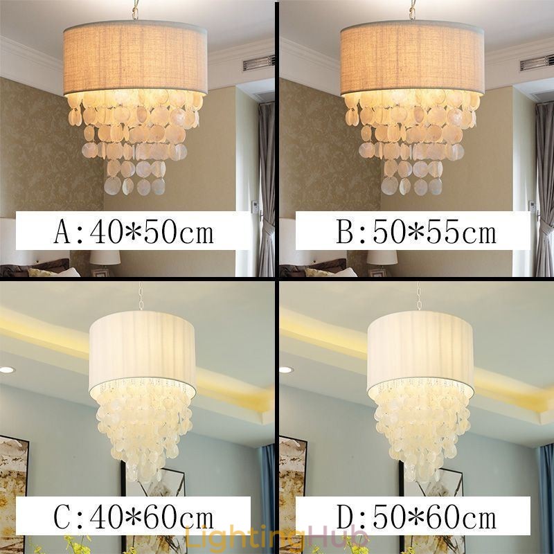Contemporary Pendant Light Jellyfish Shells Lighting With Cylinder Lamp Shade