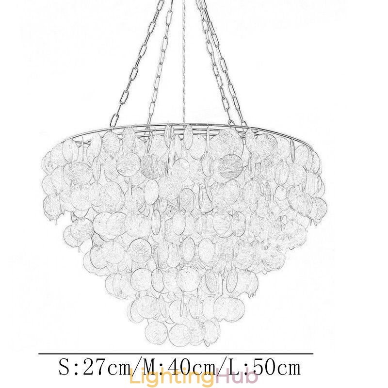 Natural Shell Chandelier Round Layered Hanging Light Brown Black