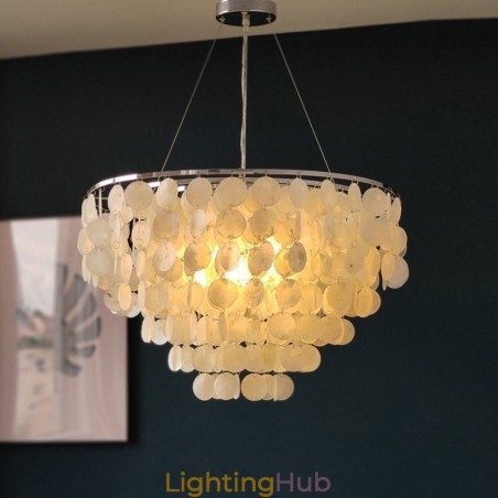 Capiz Shell Pendant Light Natural Hanging Round Layered Chandelier Capiz Shell Pendant Light Natural Hanging Round Layered Chandelier