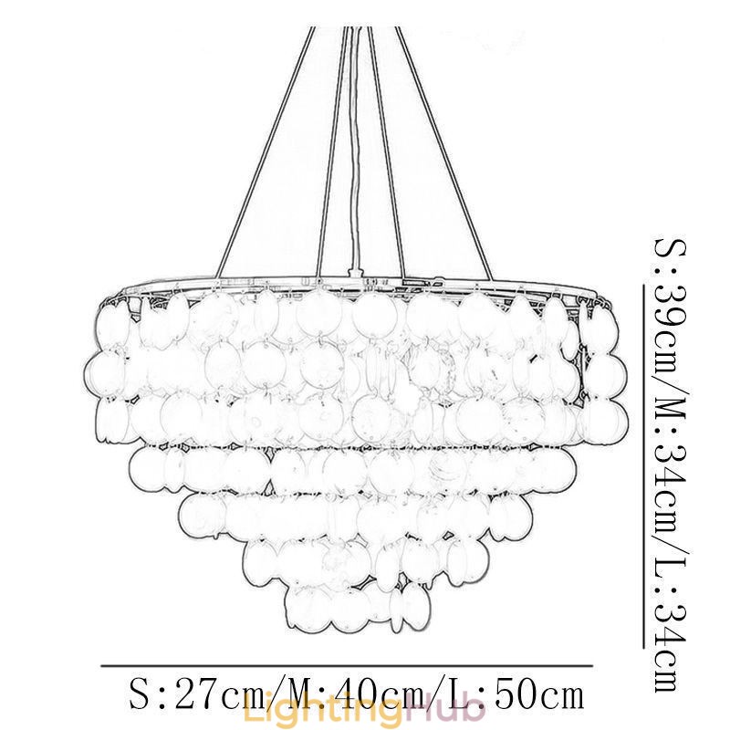 Capiz Shell Pendant Light Natural Hanging Round Layered Chandelier