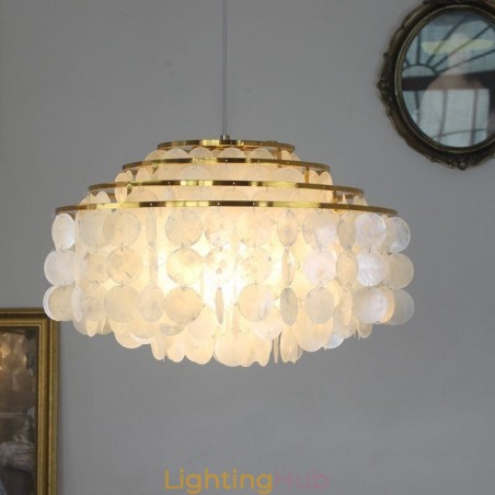Modern Raindrop Chandelier White Shell Shade Ceiling Pendant Lighting Modern Raindrop Chandelier White Shell Shade Ceiling Pendant Lighting