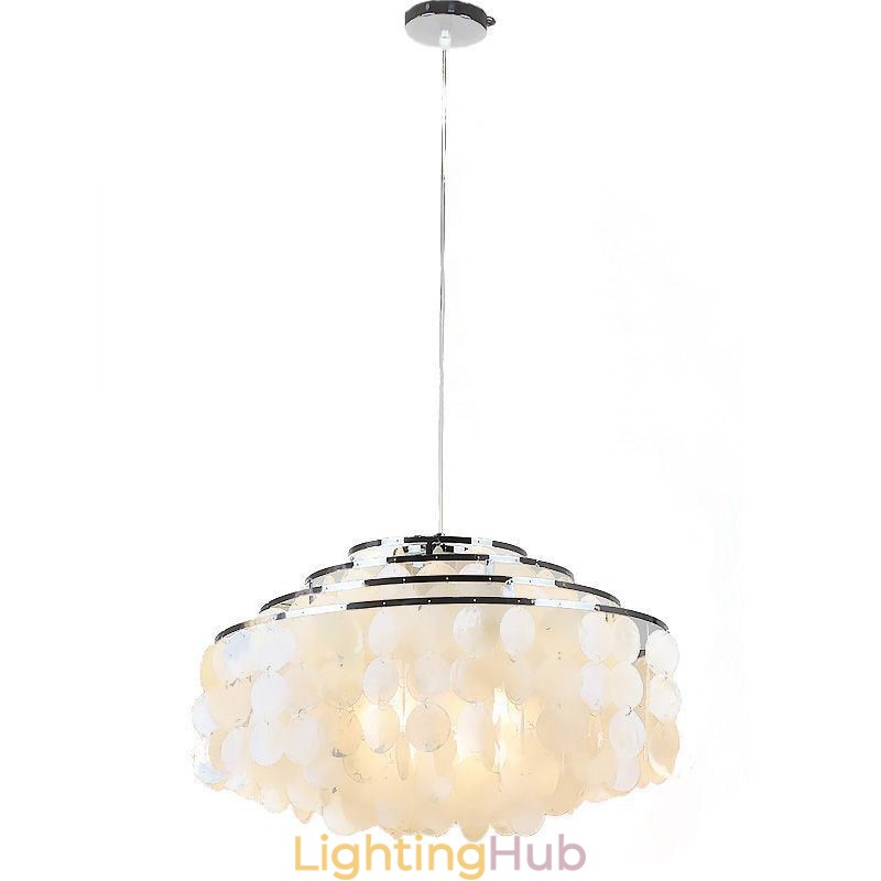 Modern Raindrop Chandelier White Shell Shade Ceiling Pendant Lighting