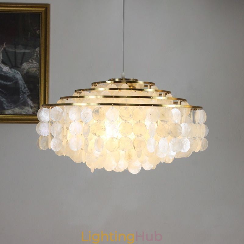 Modern Raindrop Chandelier White Shell Shade Ceiling Pendant Lighting