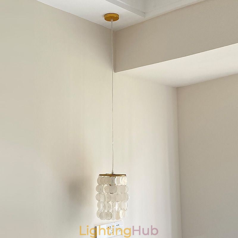 Modern Capiz Pendant Light Contemporary Mini Hanging Ceiling Lighting Dining