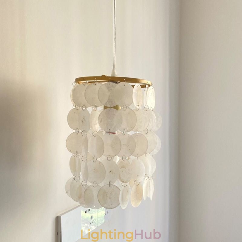 Modern Capiz Pendant Light Contemporary Mini Hanging Ceiling Lighting Dining