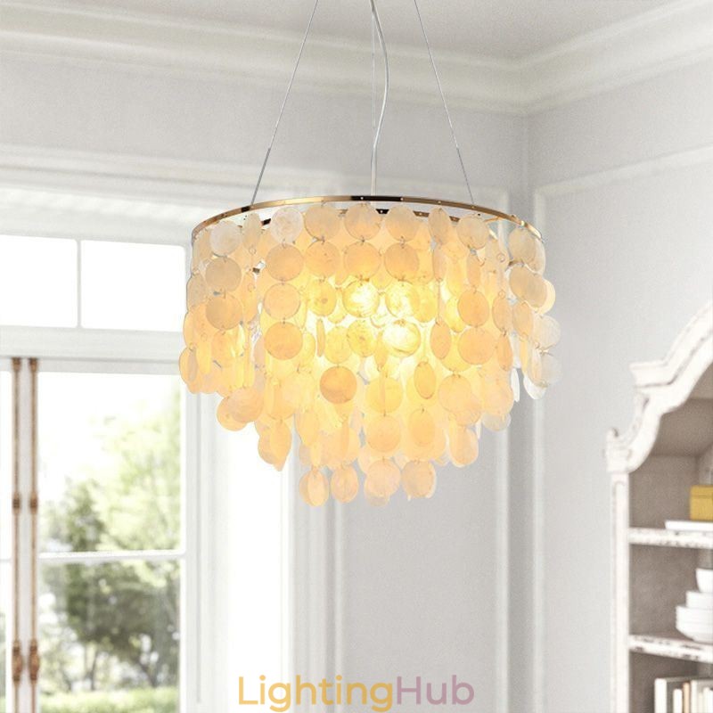 Modern White Shell Ceiling Light Fixture Pendant Light Chandelier