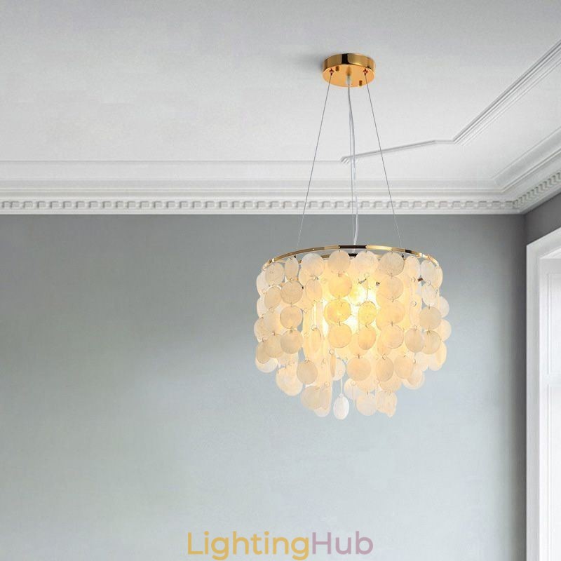 Modern White Shell Ceiling Light Fixture Pendant Light Chandelier