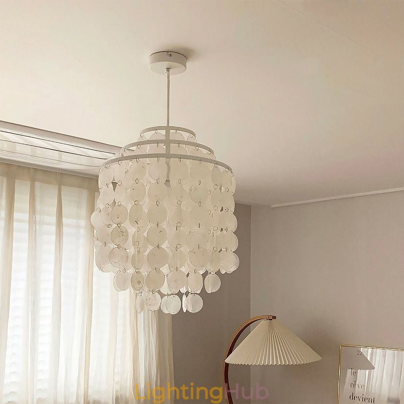 Modern Classic Pendant Light White Shell Shade Lamp