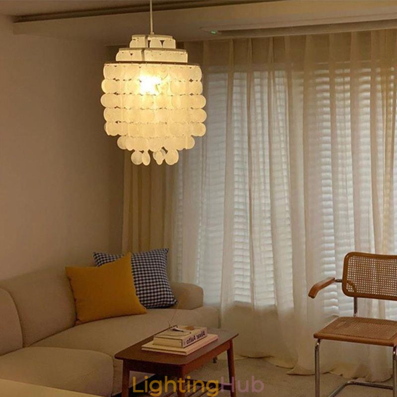 Modern Classic Pendant Light White Shell Shade Lamp