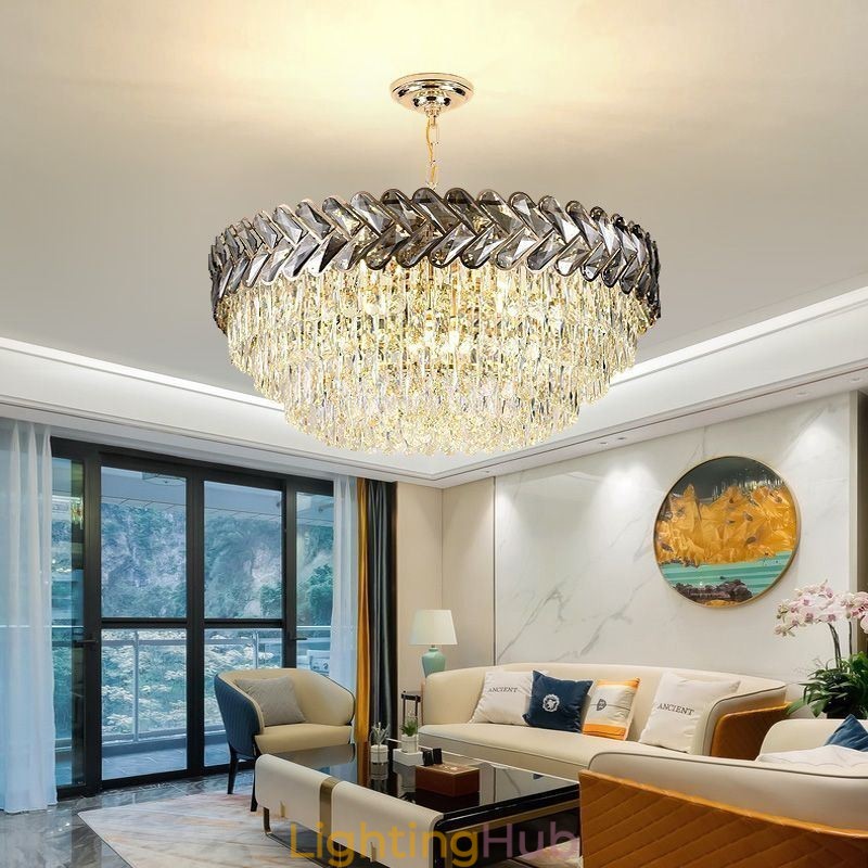 Crystal Pendant Light Gold Ceiling Light Fixture