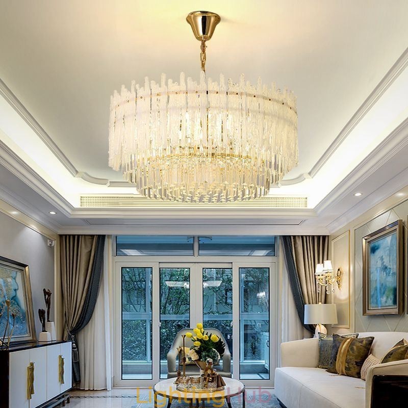 Crystal Round Coral Ceiling Light Pendant Light