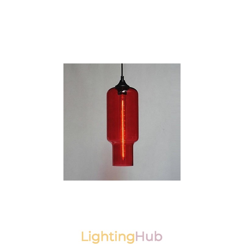 Modern Glass Pendant Light in Brown Bubble Design