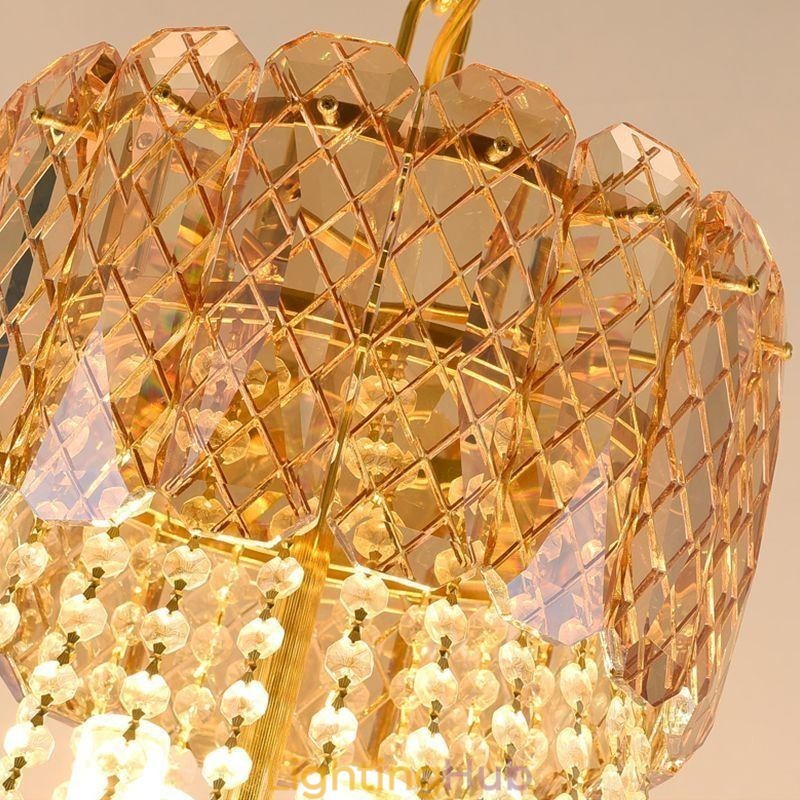 Modern Crystal Pendant Light Round Ceiling Lighting Fixture
