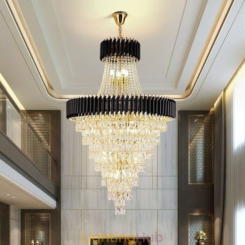 Modern Crystal Pendant Light Conical Ceiling Lamp