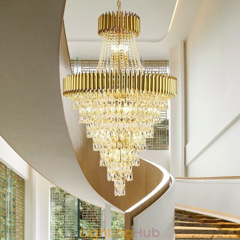 Modern Crystal Pendant Light Conical Ceiling Lamp