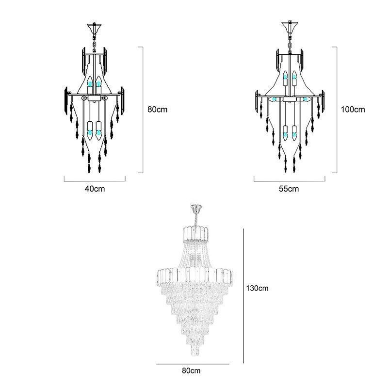 European Crystal Pendant Light Conical Hanging Lamp