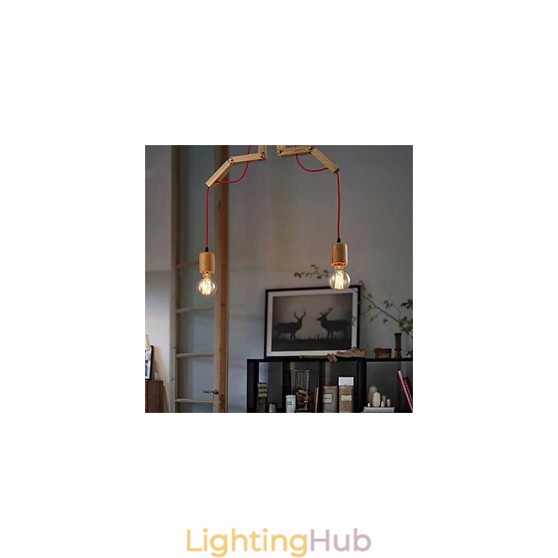 Chandelier Mini Style Modern Contemporary Wood Bamboo