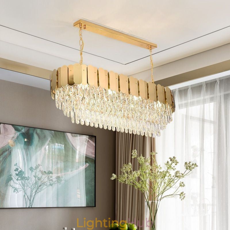 Crystal Pendant Light Luxury Oval Ceiling Light
