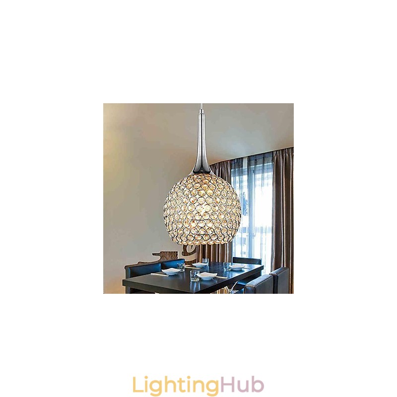 Modern Contemporary Crystal Chrome Metal Chandelier