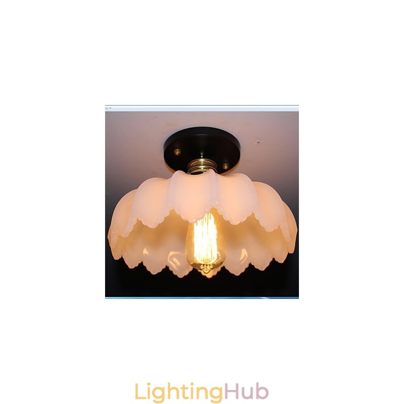 Imitation Jade Glass Retro 1 Head Lotus Ceiling Light