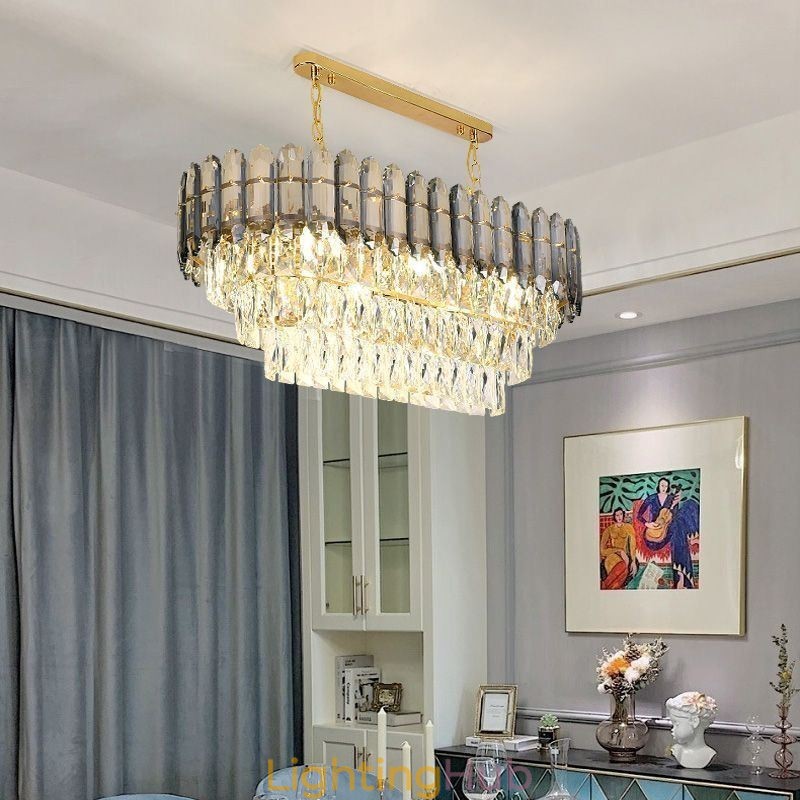 Modern Crystal Pendant Light Luxury Oval Ceiling Light