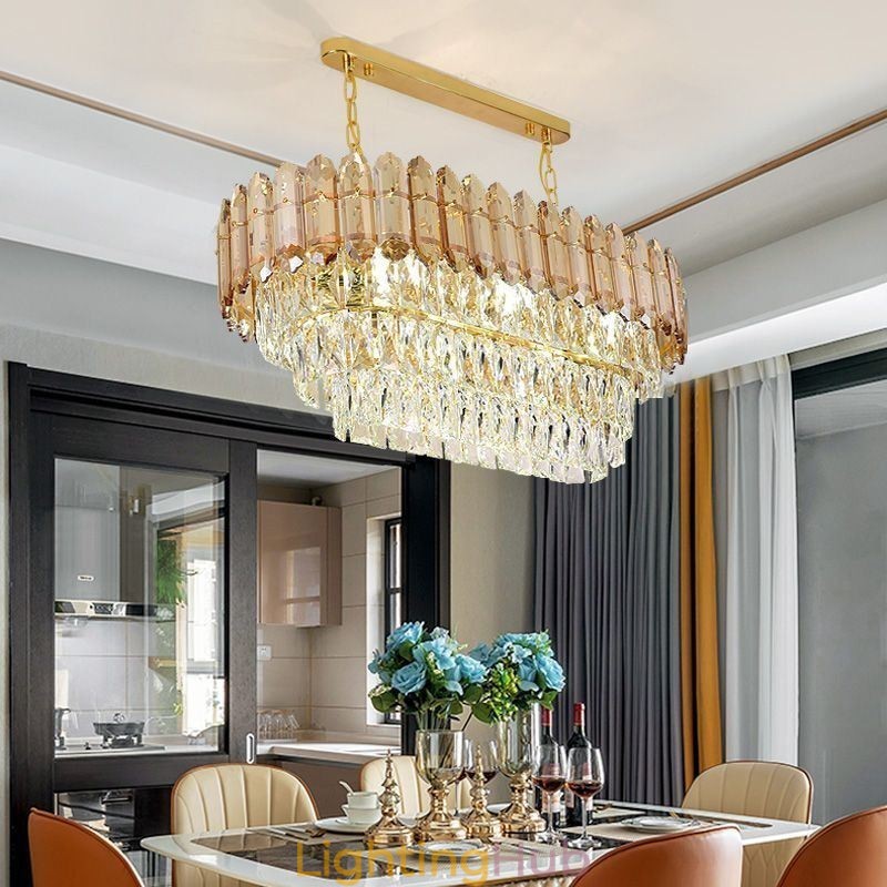 Modern Crystal Pendant Light Luxury Oval Ceiling Light