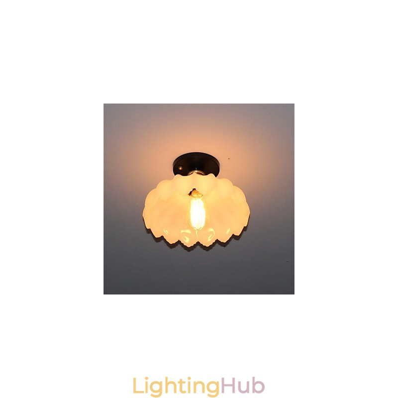 Imitation Jade Glass Retro 1 Head Lotus Ceiling Light