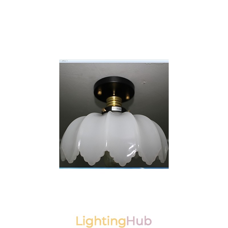 Imitation Jade Glass Retro 1 Head Lotus Ceiling Light