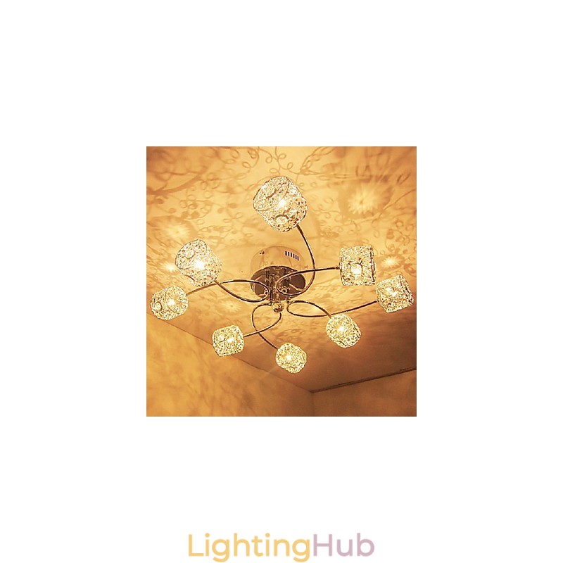 Modern Contemporary Crystal Electroplated Flush Mount