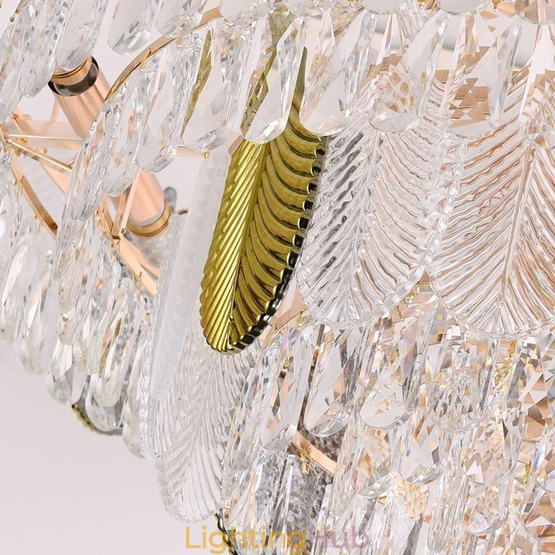 Luxurious Leaf Pendant Light Crystal Ceiling Light Fixture