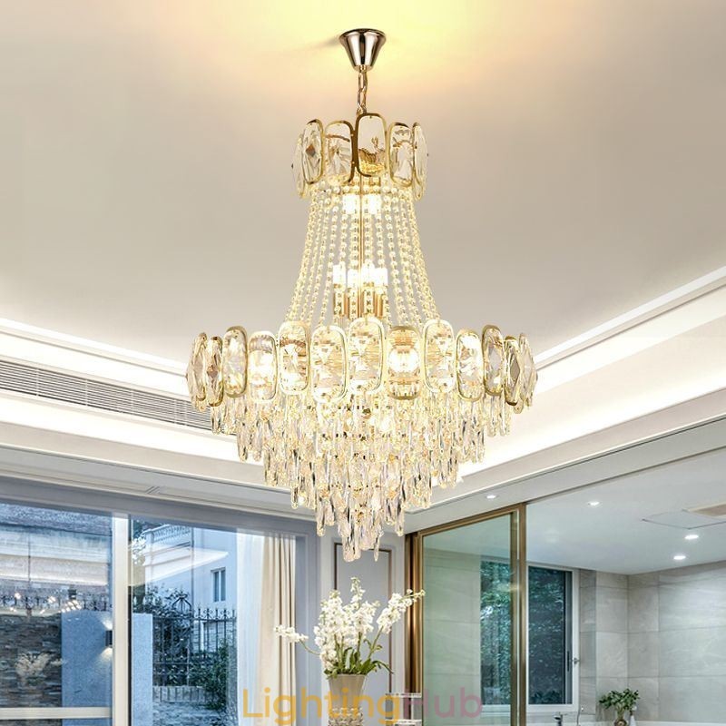 Modern Crystal Pendant Light Round Ceiling Lighting Fixture