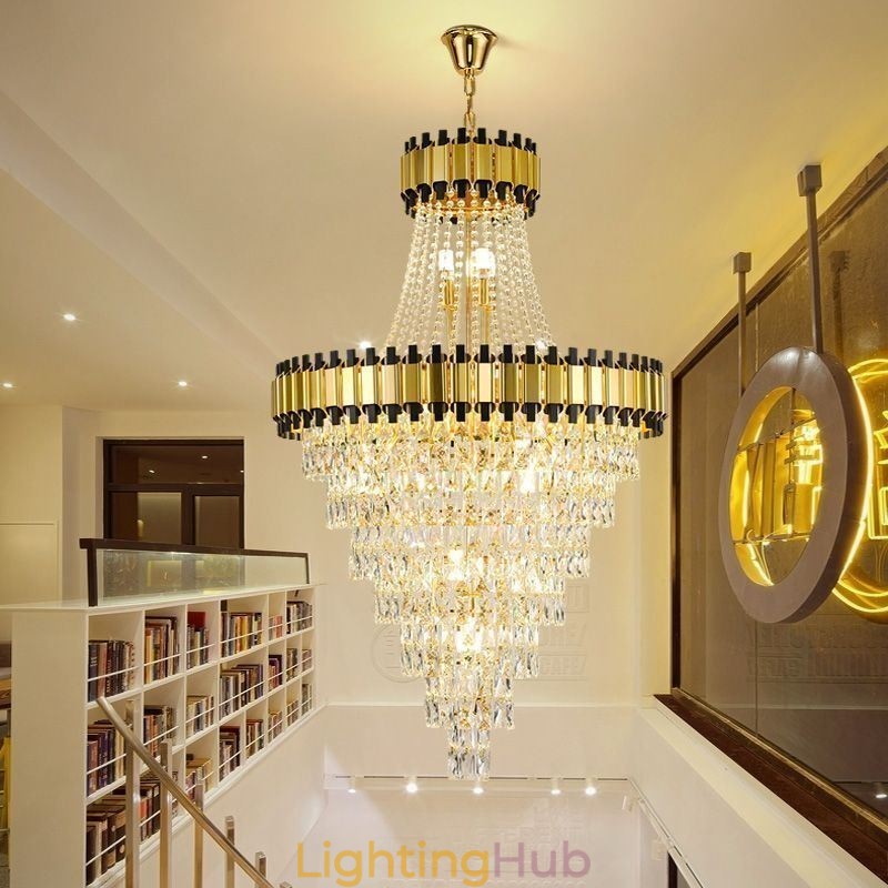 Luxurious Gold Pendant Light Crystal Ceiling Light Fixture