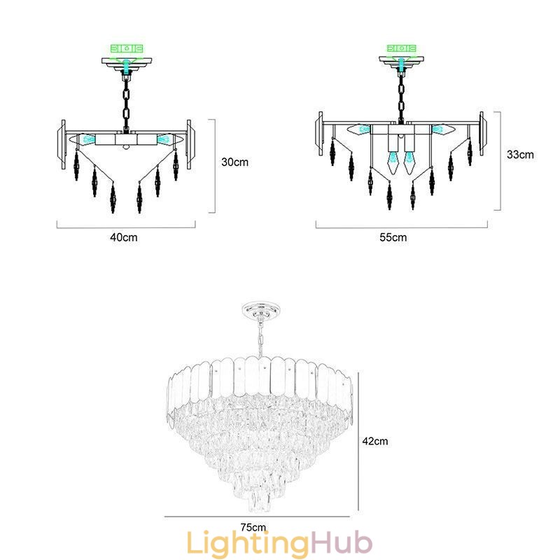 Modern Elegant Crystal Pendant Light Conical Ceiling Lamp