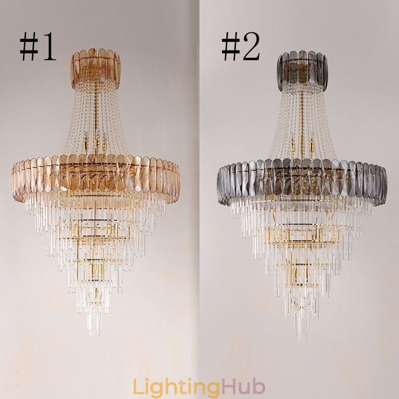 European Elegant Crystal Pendant Light Conical Ceiling Light