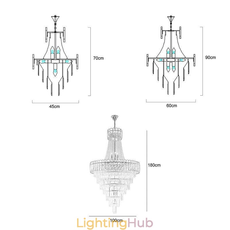 European Elegant Crystal Pendant Light Conical Ceiling Light