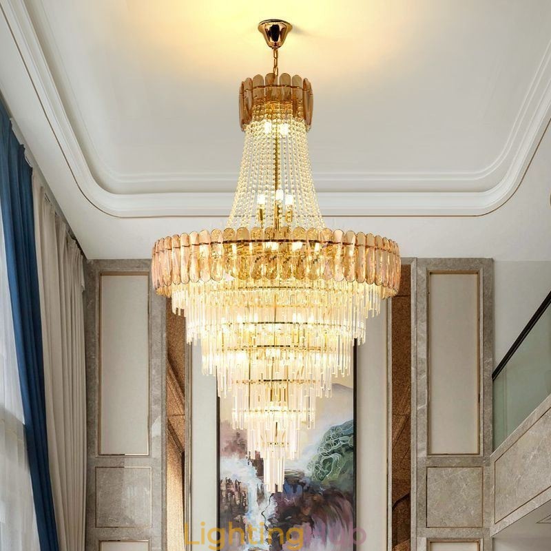 European Elegant Crystal Pendant Light Conical Ceiling Light