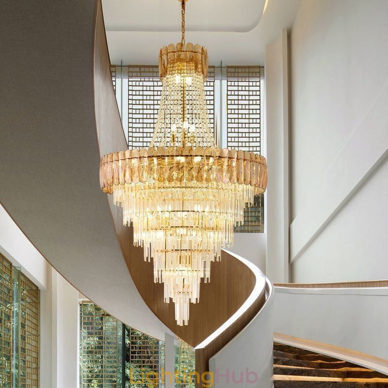 European Elegant Crystal Pendant Light Conical Ceiling Light