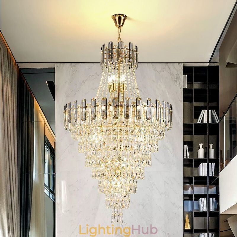 Modern Elegant Crystal Pendant Light Conical Hanging Light
