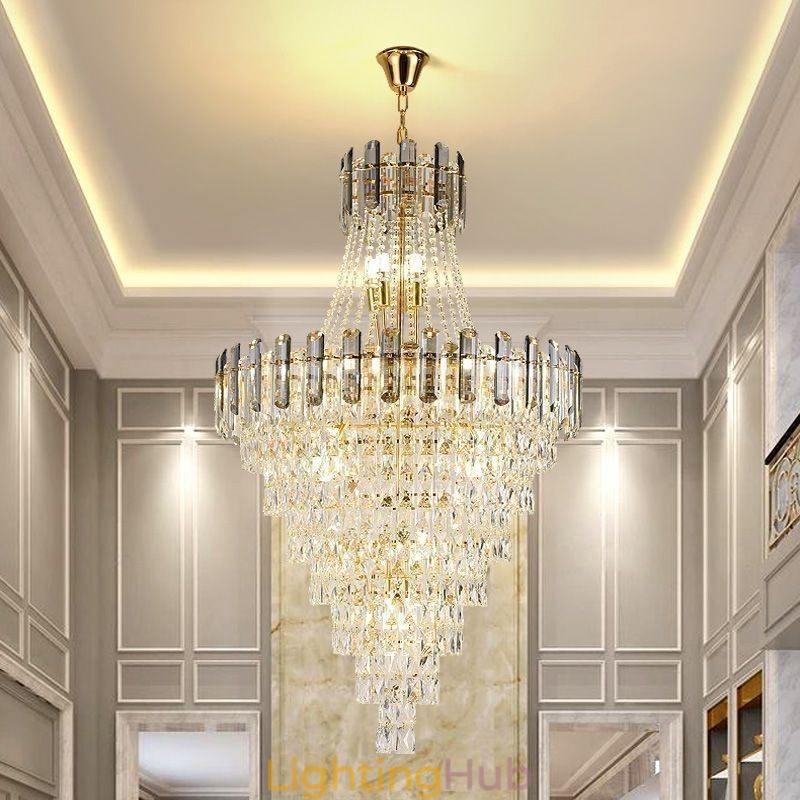 Modern Elegant Crystal Pendant Light Conical Hanging Light