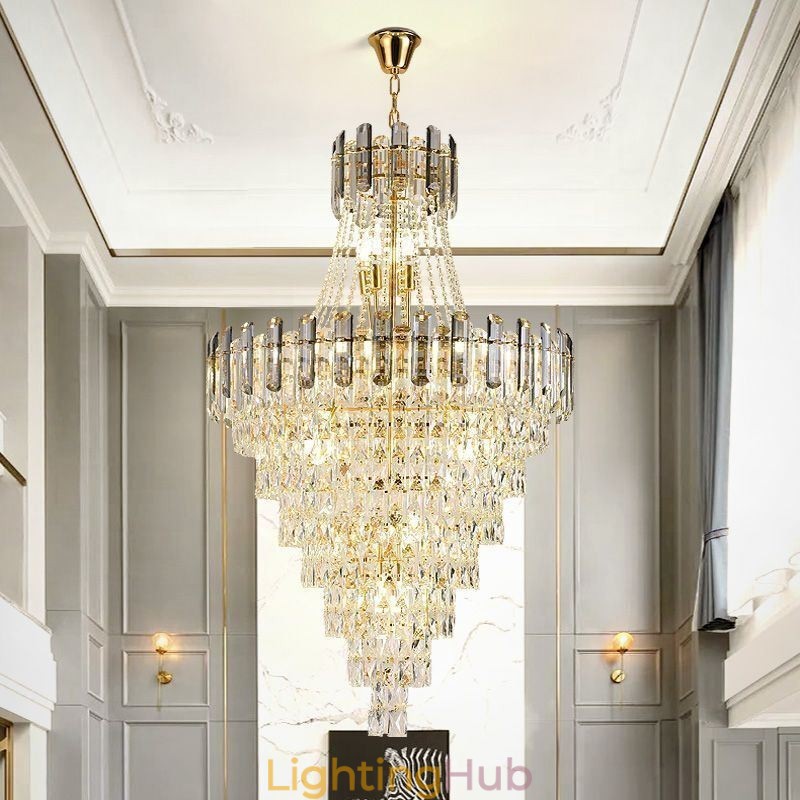 Modern Elegant Crystal Pendant Light Conical Hanging Light