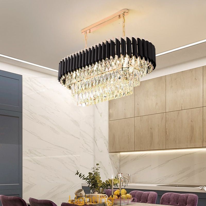 Crystal Pendant Light Oval Ceiling Light Fixture