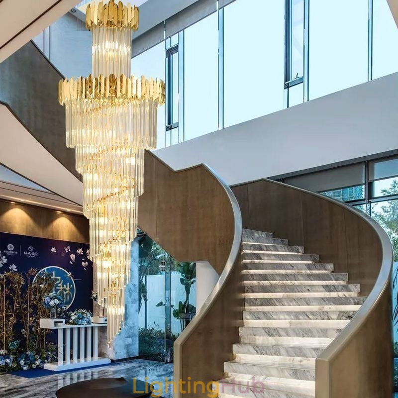 European Pendant Light Crystal Hanging Light Stairs Foyerway